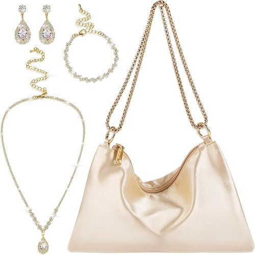 4 Pcs Women Satin Evening Purses Jewelry Sets | Amazon (US)