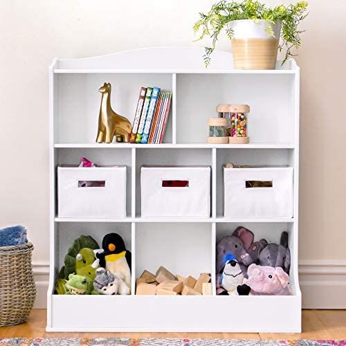 Guidecraft Toy Storage Organizer - White: Kids' Wooden Multi Shelf Cubby with Bins for Books, Toy... | Amazon (US)