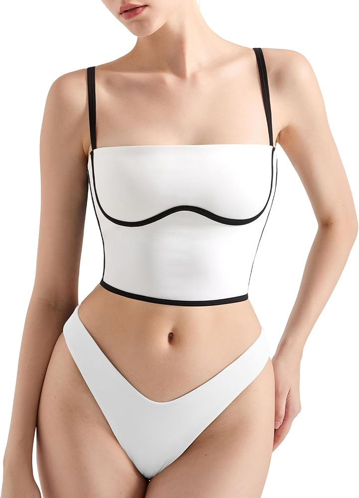 SUUKSESS Women Square Neck Longline Sports Bra Padded Basic Workout Cami Tank Top | Amazon (US)