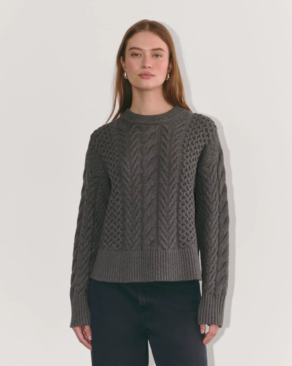 The Cable Sweater in Everyday Cotton | Heathered Charcoal | Everlane