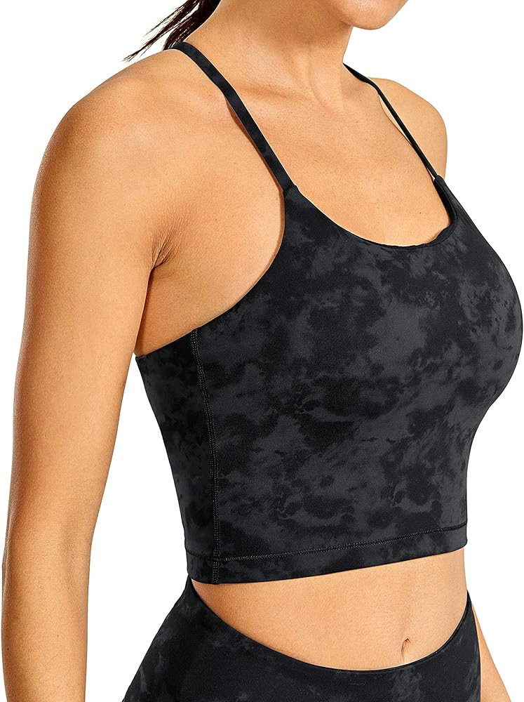 CRZ YOGA Women's Longline Wirefree Padded Sports Bra Racerback Spaghetti Straps Yoga Bra Workout ... | Amazon (US)