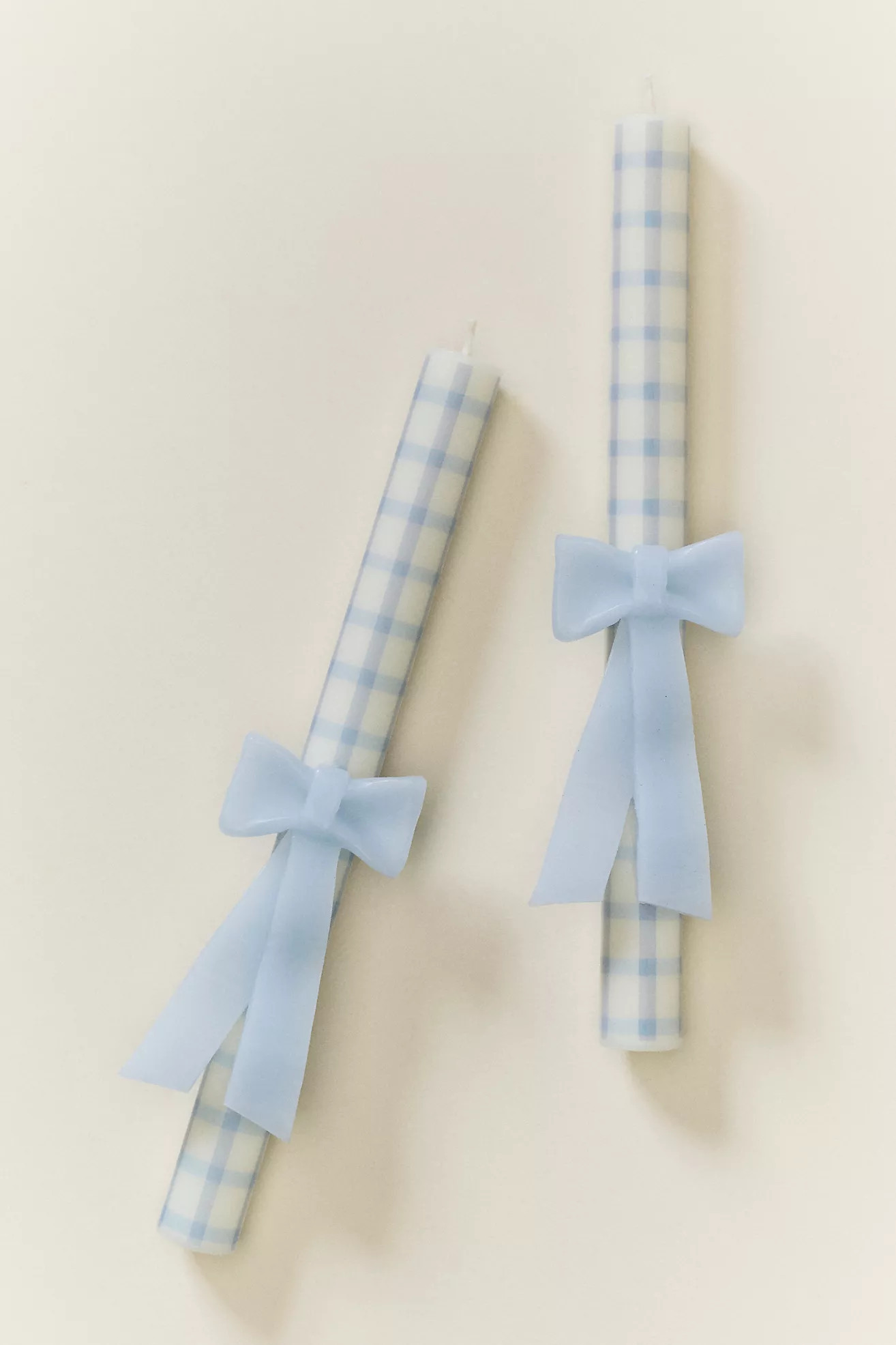 Gingham Bow Taper Candles, Set of 2 | Anthropologie (US)