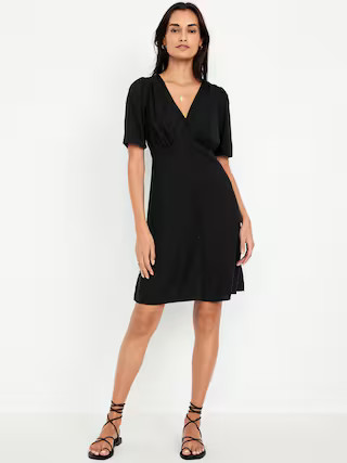 Button-Down Crepe Mini Dress | Old Navy (US)