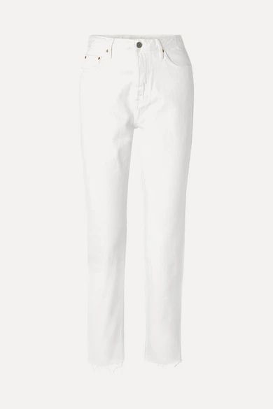 GRLFRND - Devon Frayed High-rise Straight-leg Jeans - White | NET-A-PORTER (US)