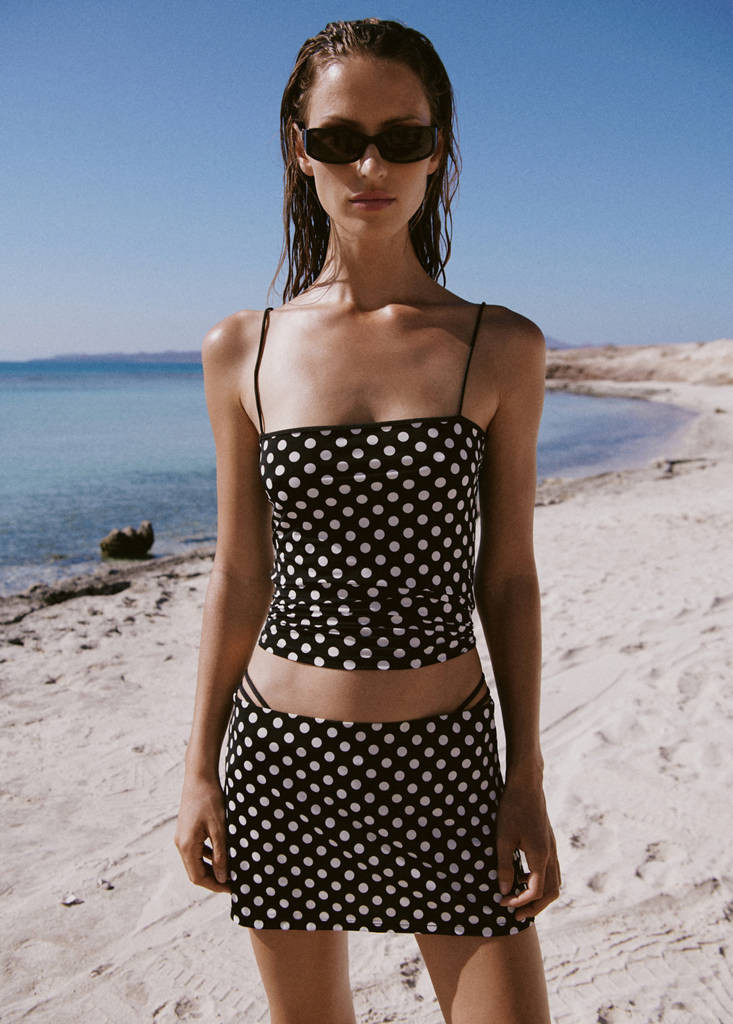 Polka-dot tank top black - Woman - M - MANGO | Mango (US/MX/AU)