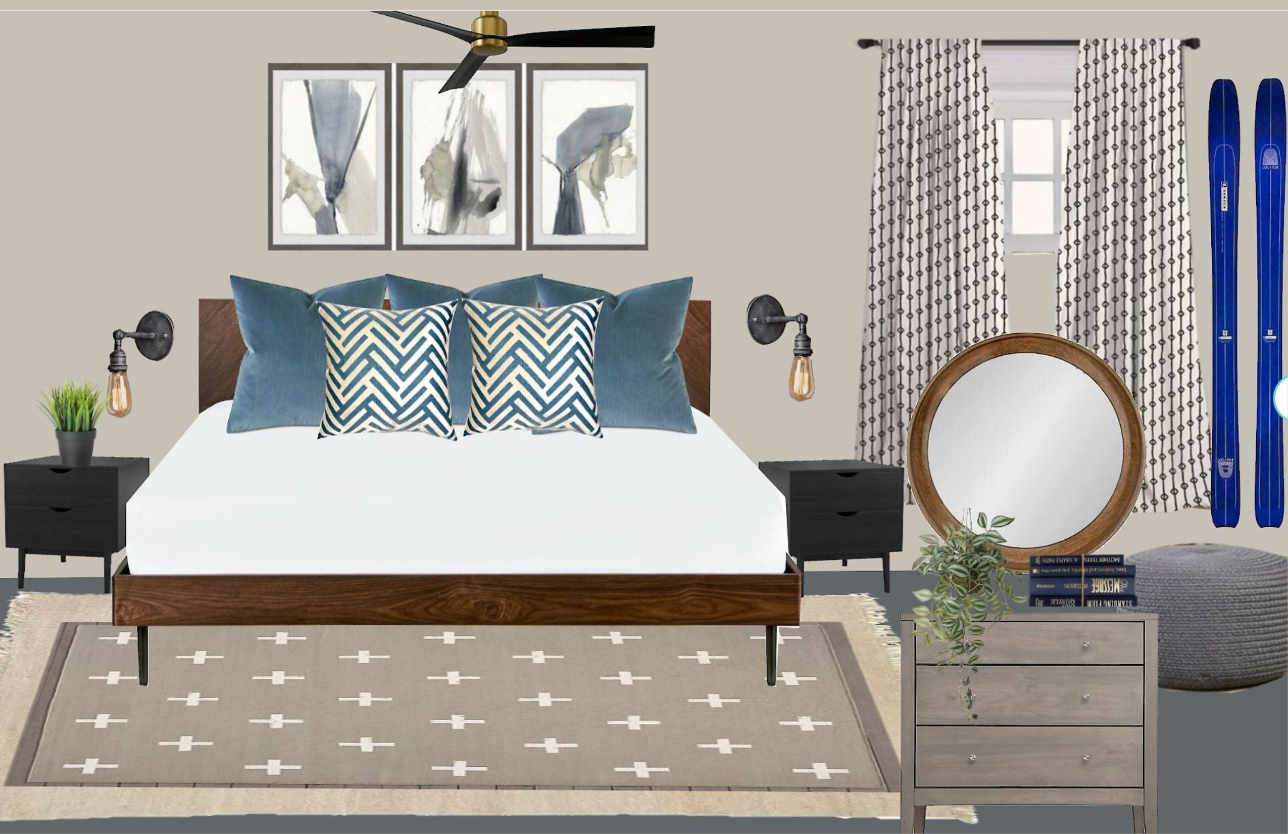 Warm and cozy bedroom with wood headboard and layered rugs from Wayfair perfect for the guest room! 

 #LTKHome #LTKSaleAlert #LTKFindsUnder50