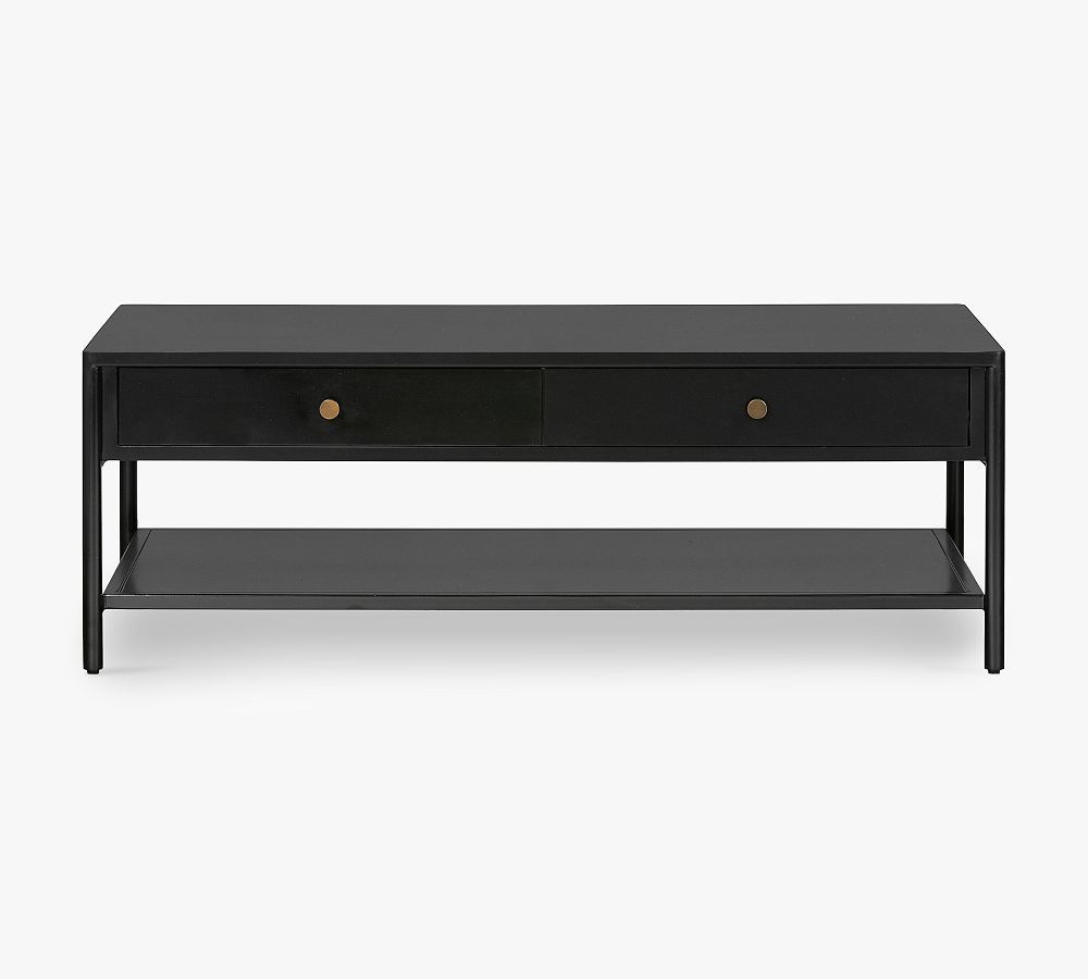 Harmon 46"" Rectangular Coffee Table, Black | Pottery Barn (US)