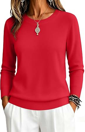 Zeagoo Womens Sweaters Long Sleeve Tops Classic Fall Clothes Crewneck Tops | Sweaters for Womens,... | Amazon (US)