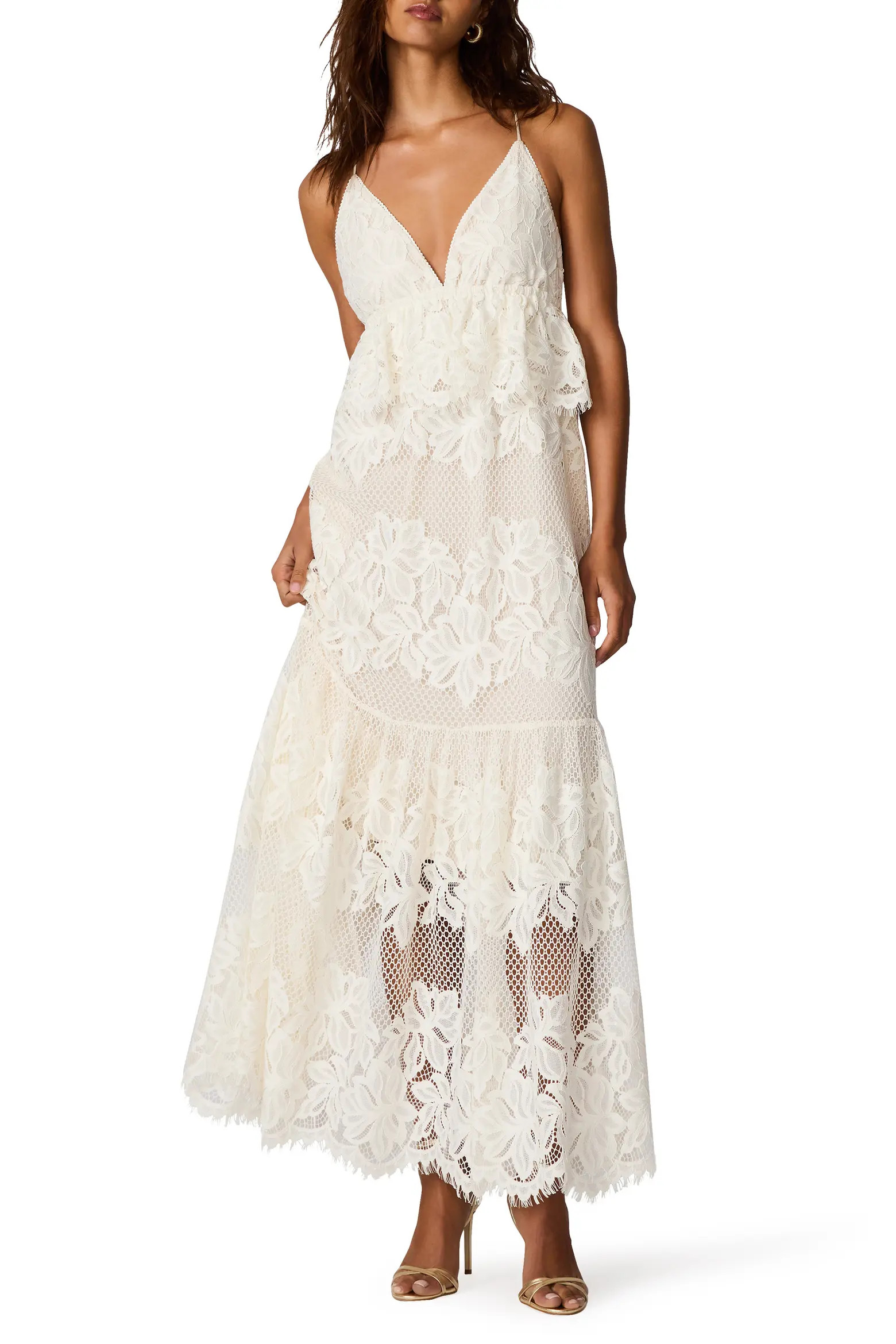 Annette Lace Embroidered Tiered Maxi Peplum Dress (Women) | Nordstrom | Nordstrom