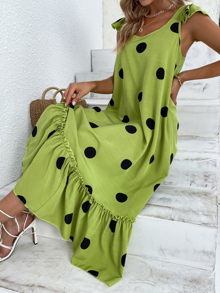 Polka Dot Ruffle Hem Dress | SHEIN
