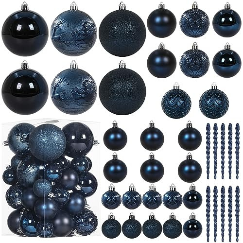 Christmas Ball Ornaments for Christmas Decorations - 41 Pieces Xmas Tree Blue Shatterproof Ball Ornaments with Hanging Loop for Holiday and Party Decoration | Amazon (US)
