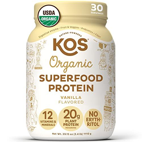KOS Vegan Protein Powder, No Erythritol, Vanilla USDA Organic - Pea Protein Blend, Plant Based Su... | Amazon (US)