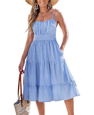 Women's Midsummer Dream Striped Midi Beach Dress | Macy's