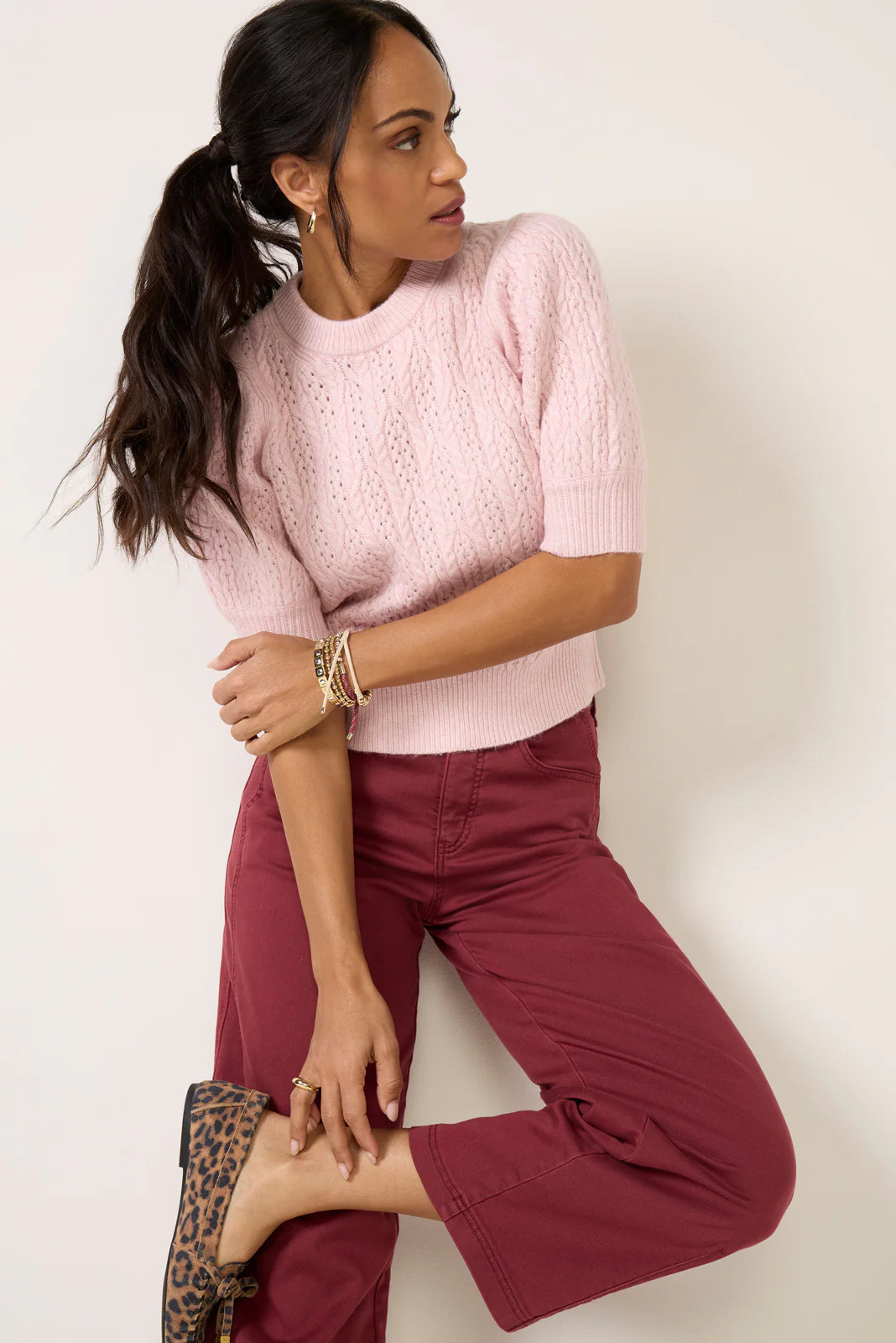 Mason Puff Sleeve Cable Sweater | Evereve