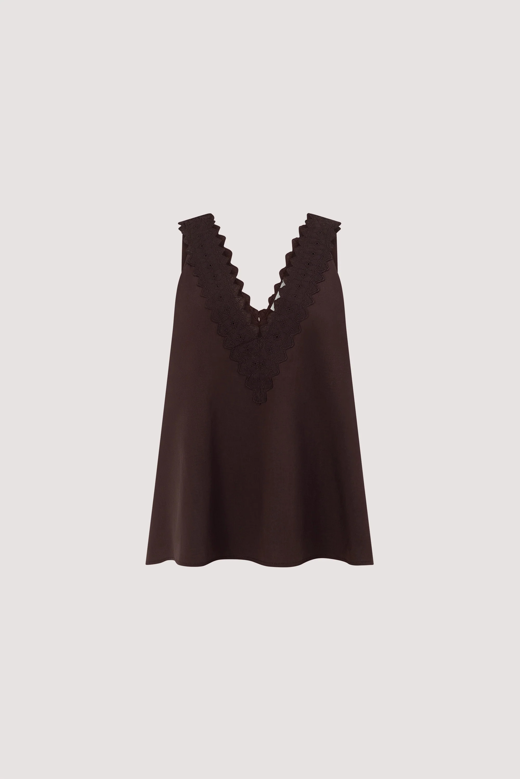 ANNABEL BURNT CHOC V NECK TOP | DISSH