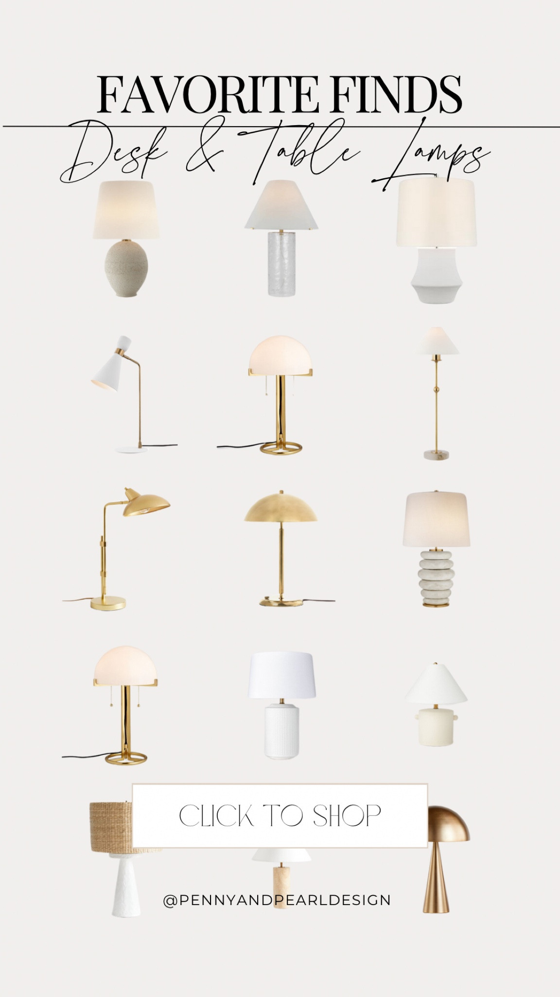Our favorite way to instantly spruce up any room is with fresh lighting. 

Shop our favorite table and desk lamps and follow @pennyandpearldesign for more home style ✨



#LTKstyletip #LTKhome #LTKsalealert