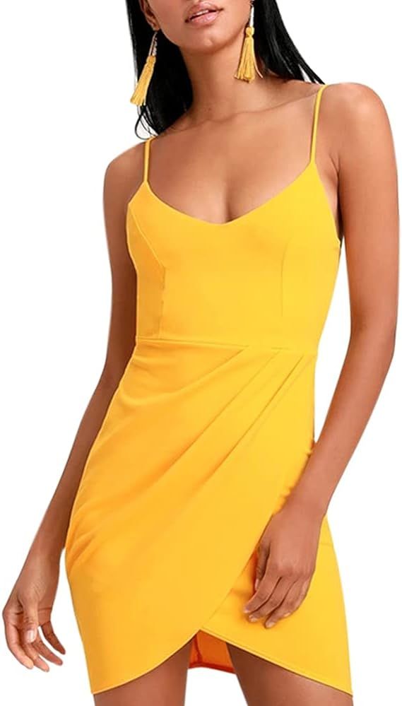 OIRIAINIG Women Sexy Sleeveless Spaghetti Strap Sling Dress Basic Bodycon Club Party Mini Cami Dress | Amazon (US)