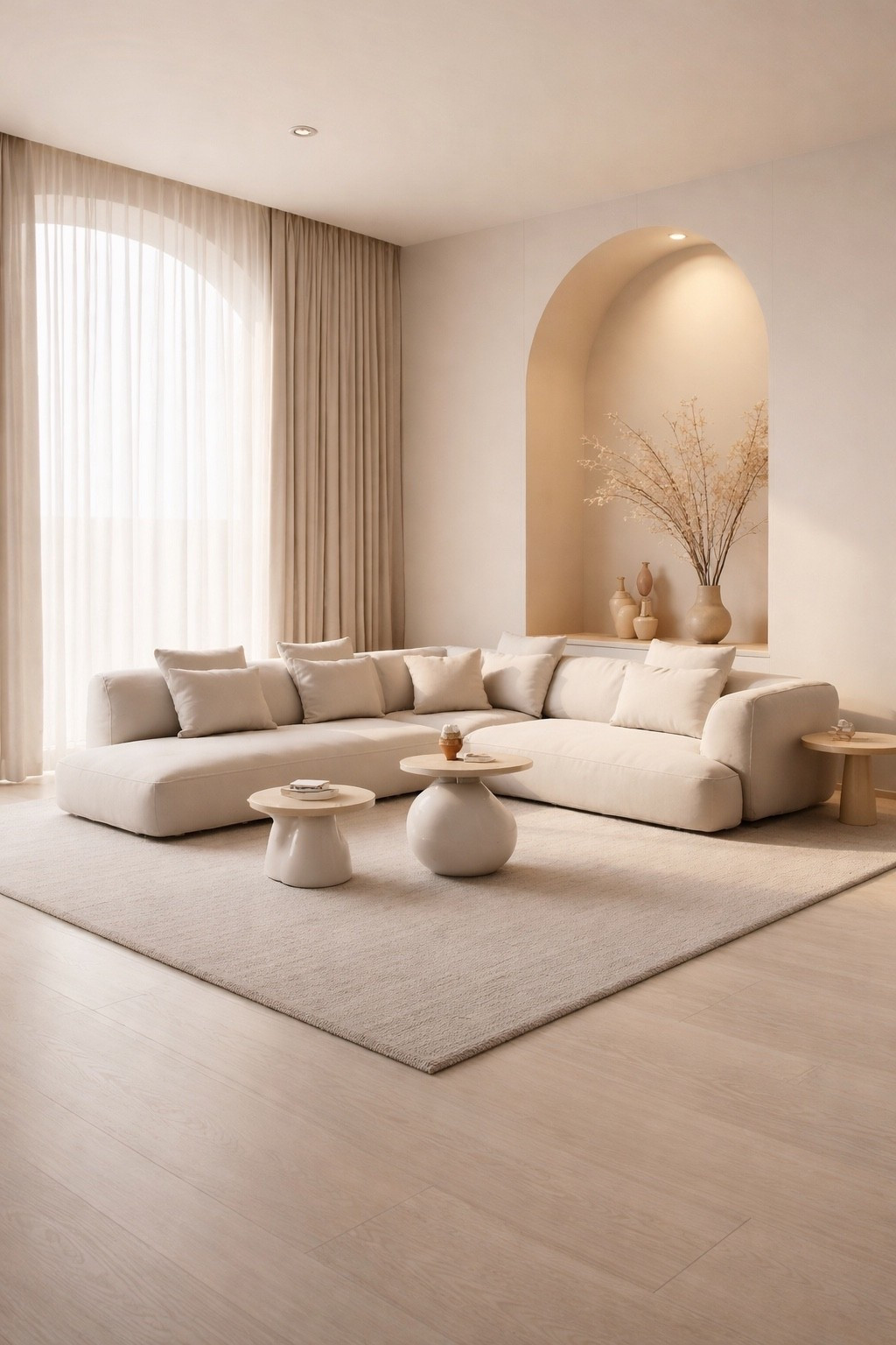 Serene Japandi-style living room with a soft modular sofa, neutral beige palette, and minimalist decor. Natural textures, warm lighting, and clean lines create a calm, modern, and luxurious living space. Perfect inspiration for modern homes, neutral interiors, and cozy minimalist living rooms. #livingroominspo
#japandistyle
#modernlivingroom
#neutralinterior
#beigeaesthetic
#minimalistinterior
#modernhome
#cozylivingroom
#interiordesign
#pinterestinterior

#LTKGiftGuide #LTKHome #LTKSaleAlert