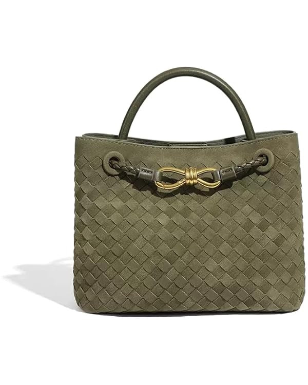 Woven Tote Bag for Women Leather Shoulder Handbag Designer Top Handle Purses | Amazon (UK)