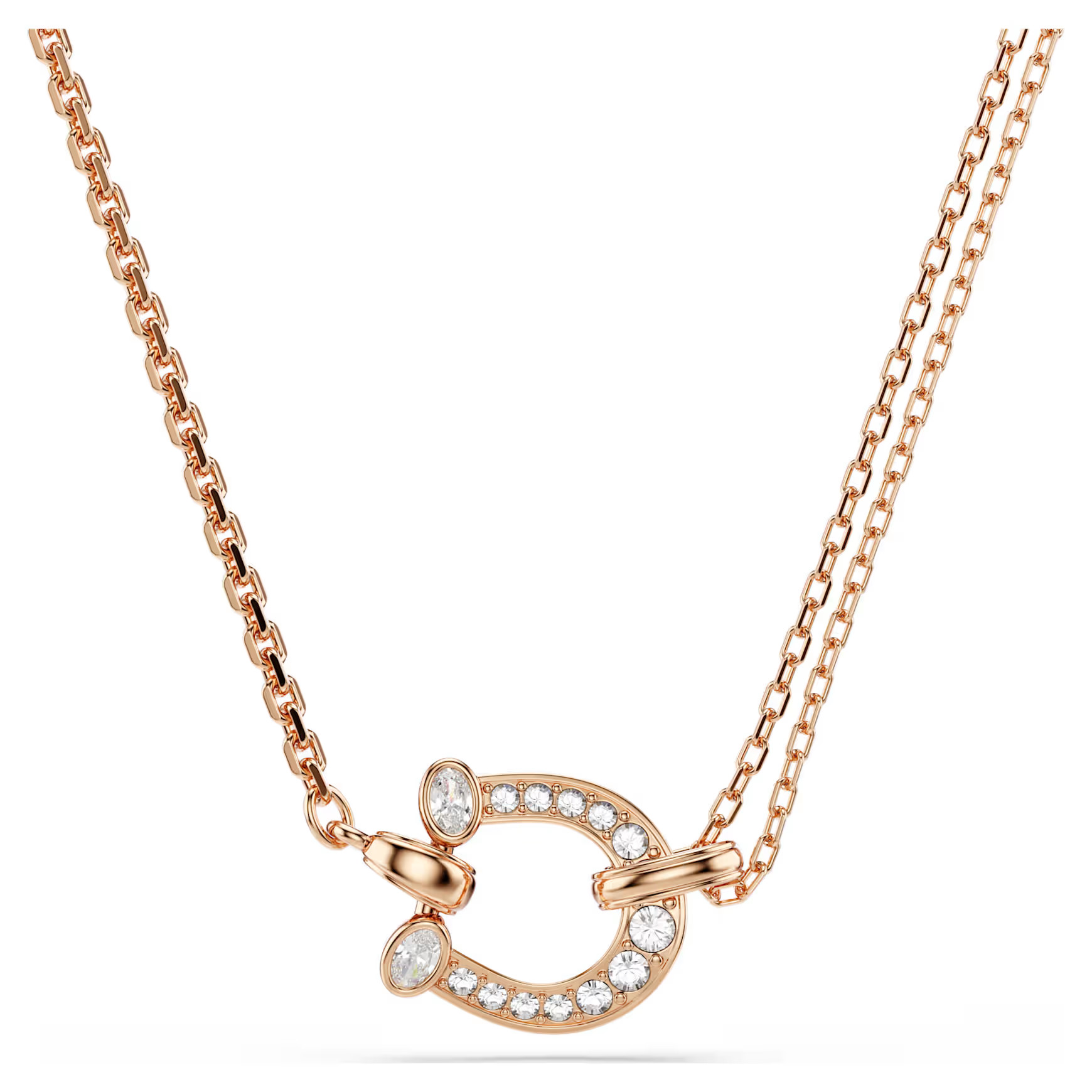 Symbolica pendant, Pavé, Horse shoe, White, Rose gold-tone plated by SWAROVSKI | SWAROVSKI