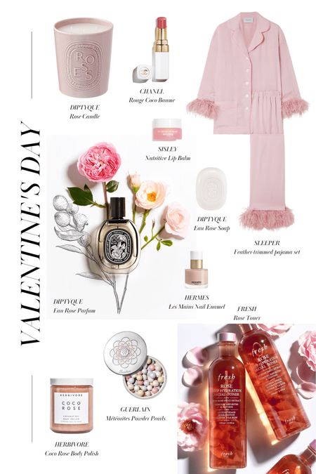 This Valentine's Day, show yourself a little love and treat yourself to one of these fabulous French-inspired gifts below.

* Diptyque Rose candle 600g
* Chanel Rouge Coco Baume 918 My Rose
* Sleeper Feather-trimmed crepe de chine pajama set
* Sisley Nutritive lip balm
* Diptyque Eau Rose parfum
* Diptyque Eau Rose perfumed soap
* Hermès Les Mains Hermès nail enamel
* Herbivore Coco Rose Coconut oil body polish
* Guerlain Météorites illuminating powder pearls
* Fresh Rose & Hyaluronic Acid deep hydration toner

Joyeuse Saint Valentin 💕

#LTKGiftGuide #LTKbeauty #LTKFind