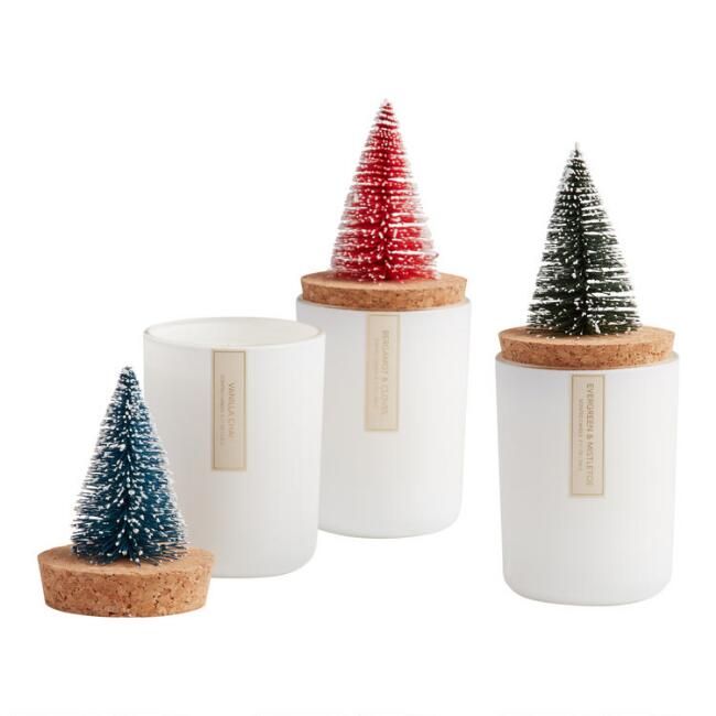 Bottlebrush Christmas Tree Glass Scented Candle | World Market
