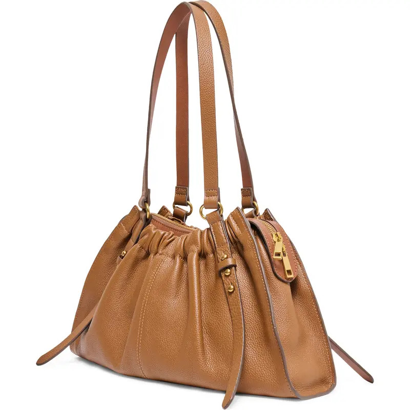 Dolce Vita Sloan Ruched Leather Shoulder Bag in Black at Nordstrom | Nordstrom