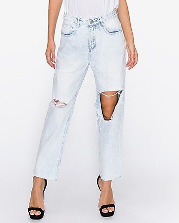 english factory high waisted distressed mom jeans | Express