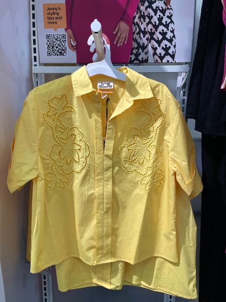 Mellow Yellow! 💛 Short sleeve button down with cut-out eyelet detailing. Relaxed, boxy fit, - so I would size down! 

#LTKfindsunder50 #LTKxTarget