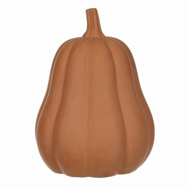 Halloween Brown Clay Pumpkin Outdoor Decoration, 13"H, by Way To Celebrate | Walmart (US)