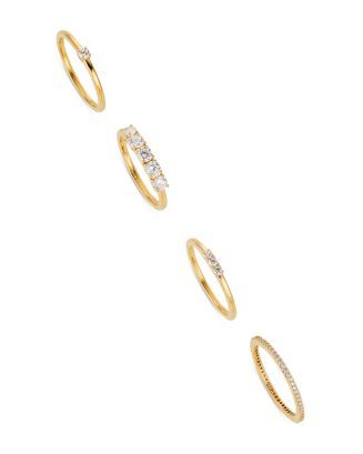 Love All Cubic Zirconia Stack Rings in 18K Gold Plated, Set of 4 | Bloomingdale's (US)
