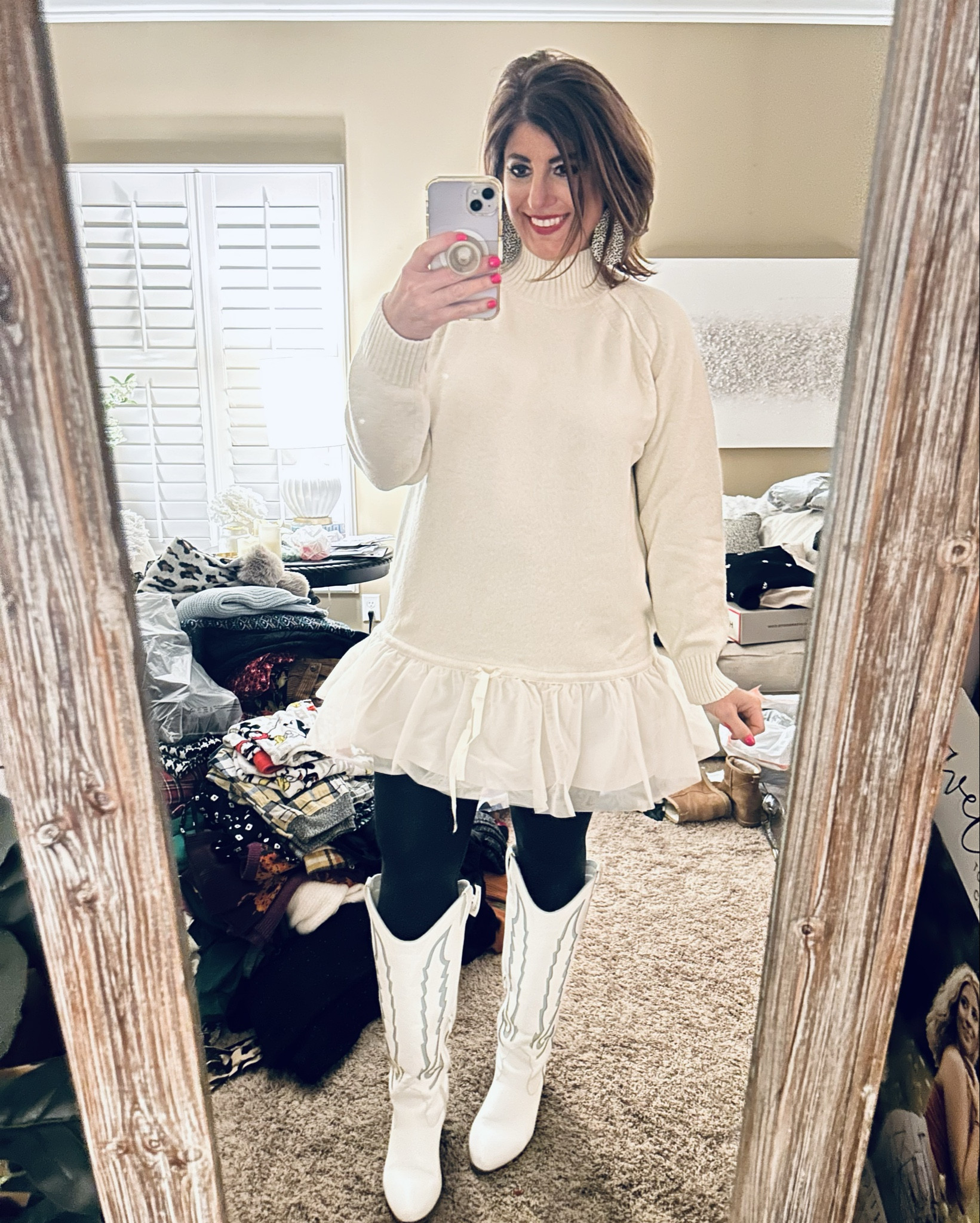 Cutest little tulle sweater mock-neck dress!!! I sized down to a size Petite Large for reference. My true size XL regular fit fine, however I wanted the dress more tunic length to pair better with leggings. It’s so cute! Grab it while on sale…unfortunately sizes are limited. 
Anthropologie
Tulle
Sweater dress
Date night
Holiday 
Night out

#LTKSaleAlert #LTKParties #LTKMidsize