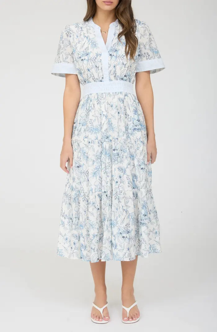 Floral Short Sleeve Midi Dress | Nordstrom Rack