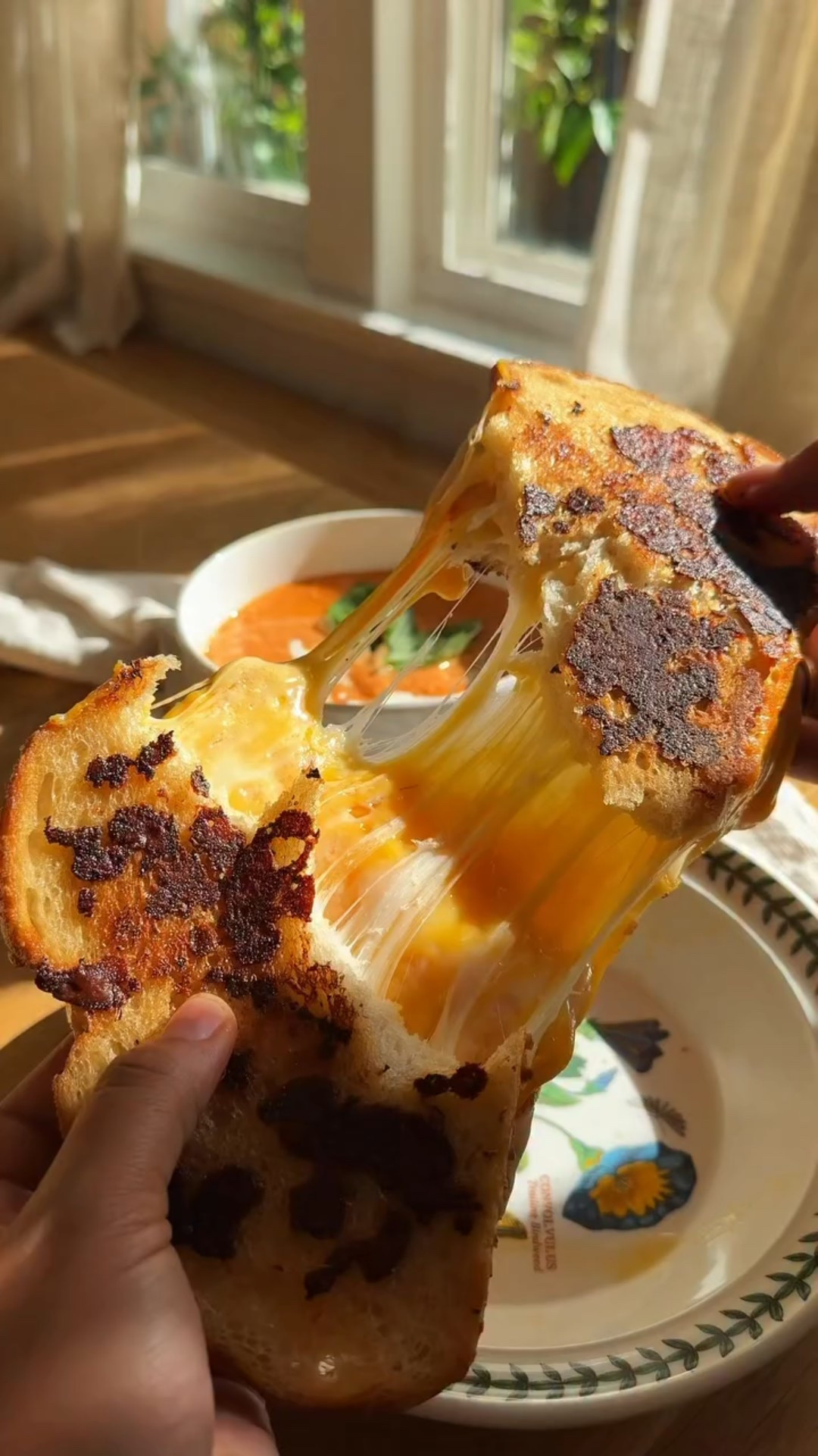 Day 2 Of 5 Days Of Soups | Another day another cozy soup and the cheesiest grilled cheese you ever did see! Maybe a little bit insane on the cheese🤣 Comment “recipe” and I’ll send it over to you! 🤍🍅 #tomatobisque #soupseason #soupseries