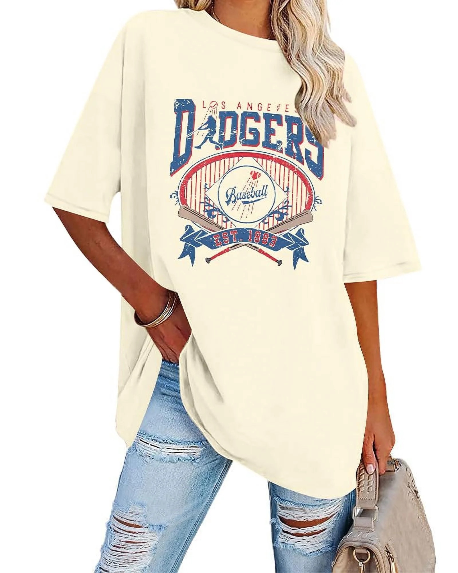 MOUSYA Baseball Shirts for Women Oversized Game Day Baseball Fan Shirt Baseball Mama Casual Short... | Walmart (US)