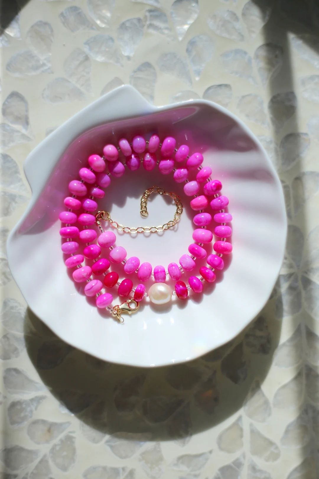 Hot Pink Opal Necklace, Gem candy necklace, Opal beaded necklace, hot pink necklace, gifts for he... | Etsy (US)