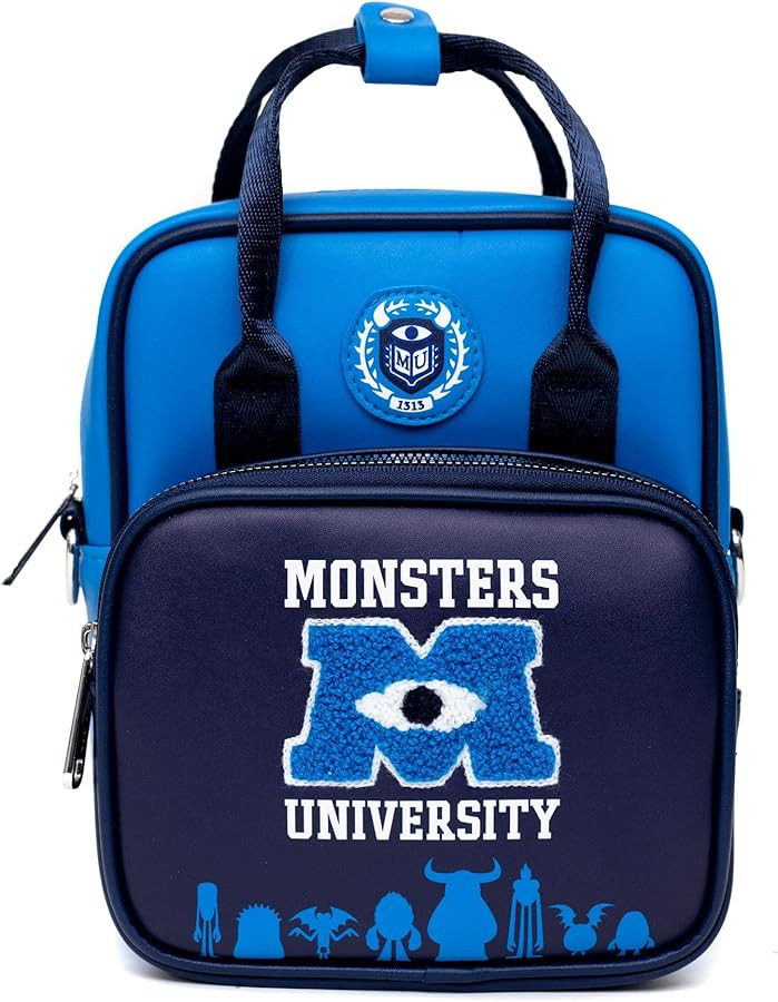 Disney Bag, Cross Body, Monsters University Chenille Patch with Monsters Print Blues, Vegan Leath... | Amazon (US)