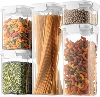 Airtight Food Storage Containers With Lids [5 Piece] BPA Free Plastic Kitchen Pantry Storage Cont... | Amazon (US)
