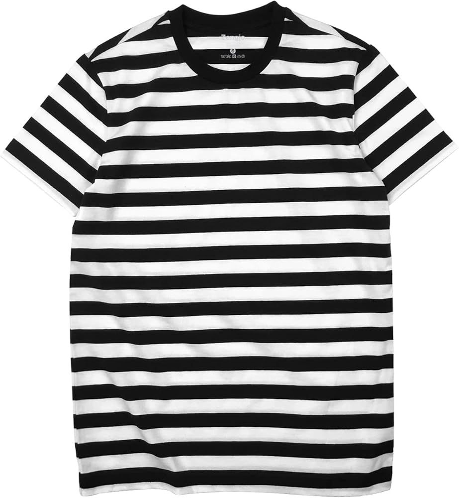 Zengjo Mens Striped Shirt Short Sleeve T-Shirts | Amazon (US)