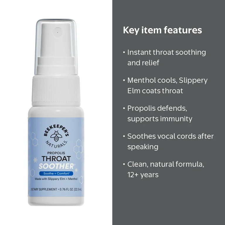 Beekeeper's Naturals Propolis Throat Soothing Spray for Maximum Comfort | Walmart (US)