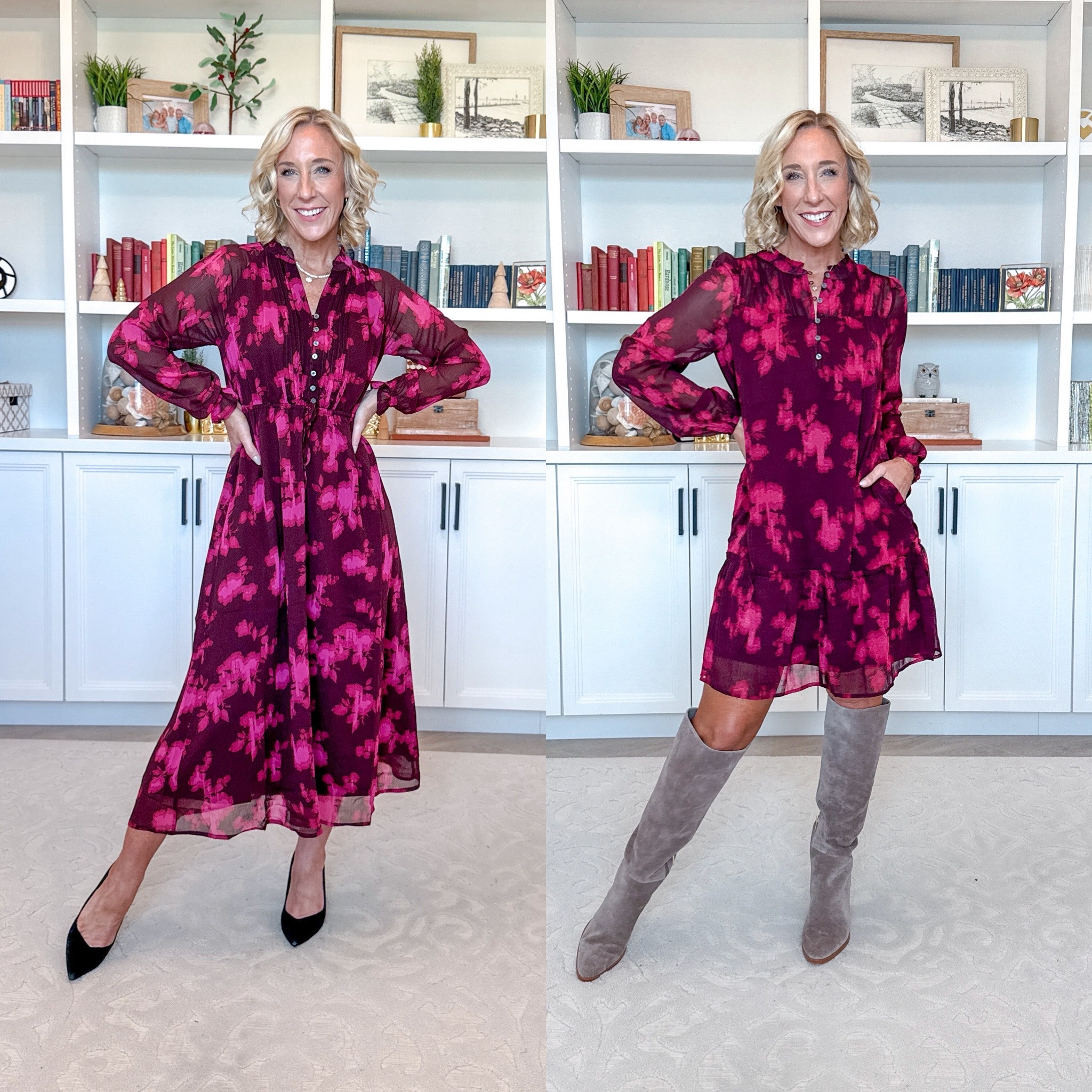 * Pintuck Yoke Dress with Long Sleeves - size XS. $22.98. 4 colors.
* Boots - linking a few options

Pintuck Midi/Maxi Dress - size XS. $24.98. 2 colors.

#LTKOver40#LTKFindsUnder50#LTKHoliday 

 