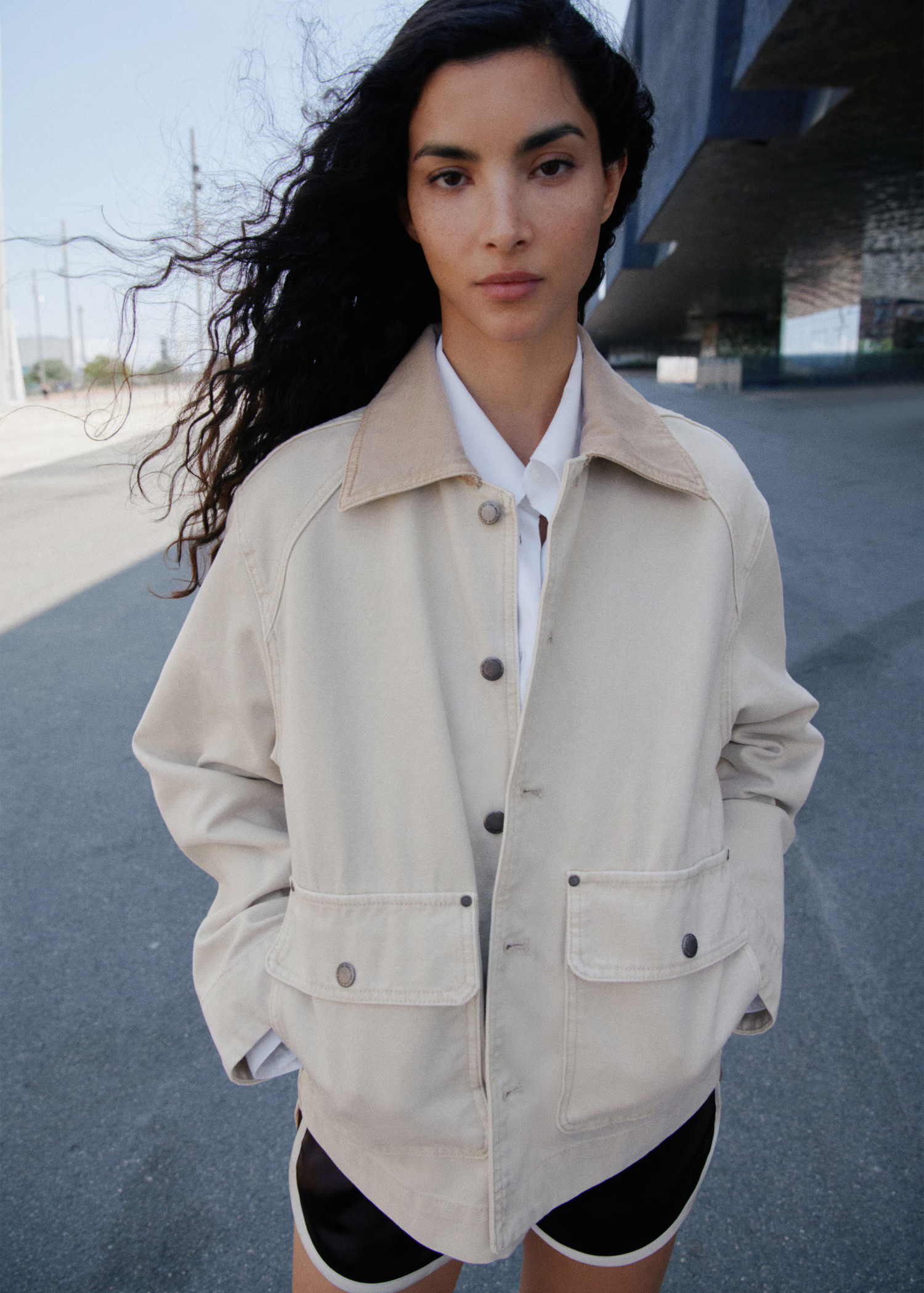 Denim parka with contrasting collar - Women | MANGO United Kingdom | MANGO (UK)