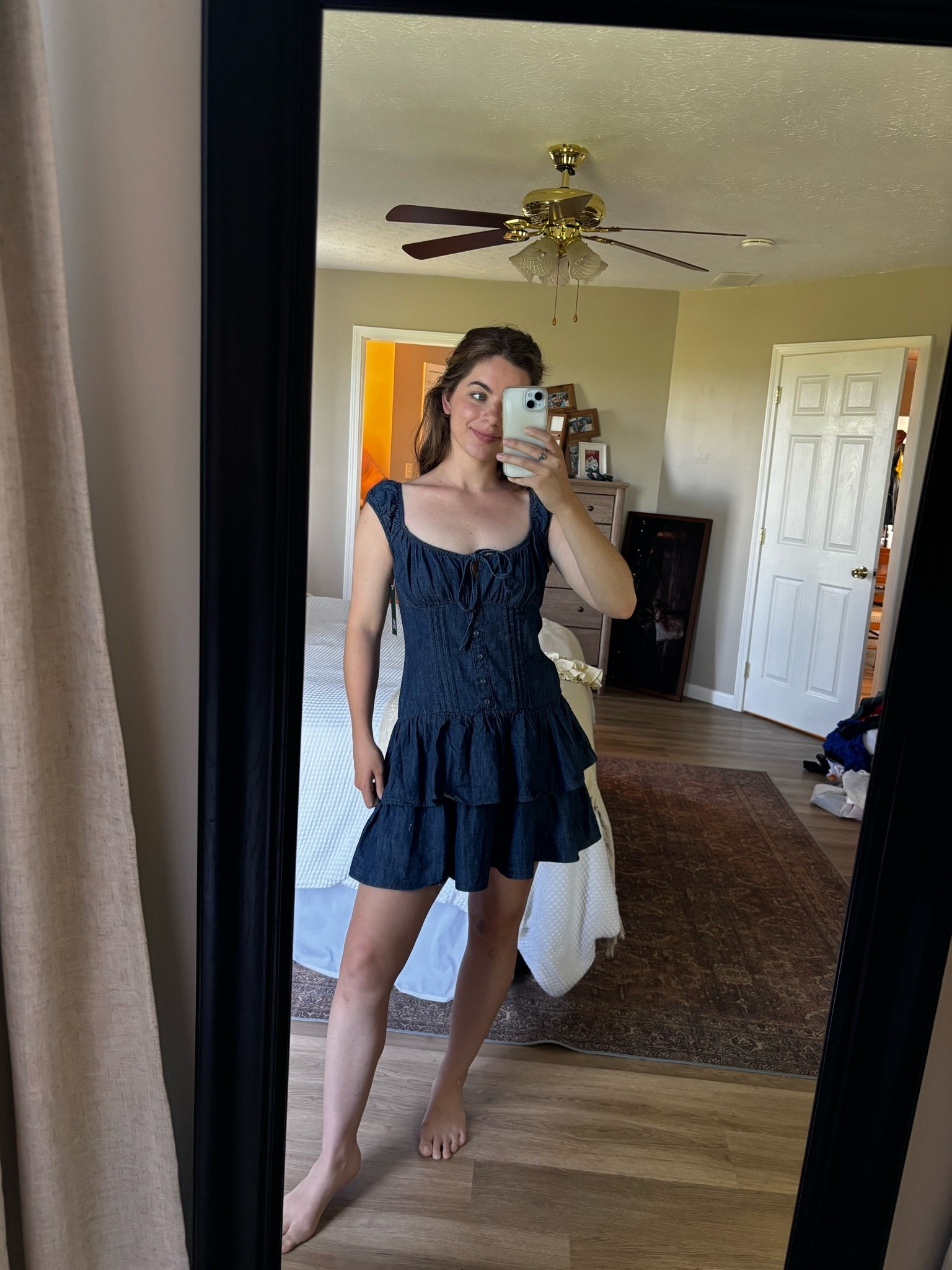 So sad to return this one it was just too big on 😭😭😭 the cutest smocked back denim dress! Love the cap sleeves and button front!

#LTKdayinmylife #LTKootd #LTKSeasonal