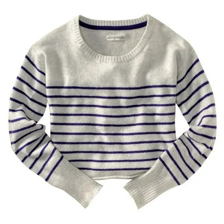 Aeropostale Womens Long Sleeve Opposite Stripe Knit Sweater Grey Juniors Large | Walmart (US)