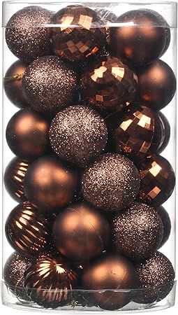 QinYing 41pcs 4cm/1.57" Coffee Mini Christmas Balls Ornaments Shatterproof Plastic Ornaments Ball... | Amazon (US)