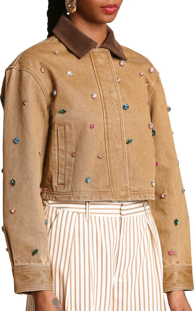 Embellished Cropped Barn Jacket | Nordstrom