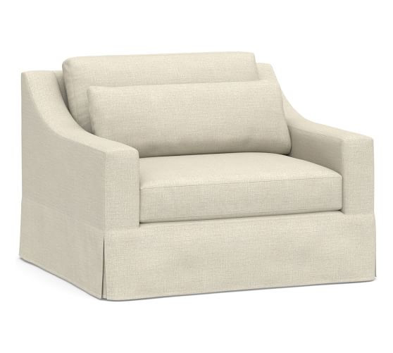 York Slope Arm Deep Seat Slipcovered Chair and a Half | Pottery Barn (US)