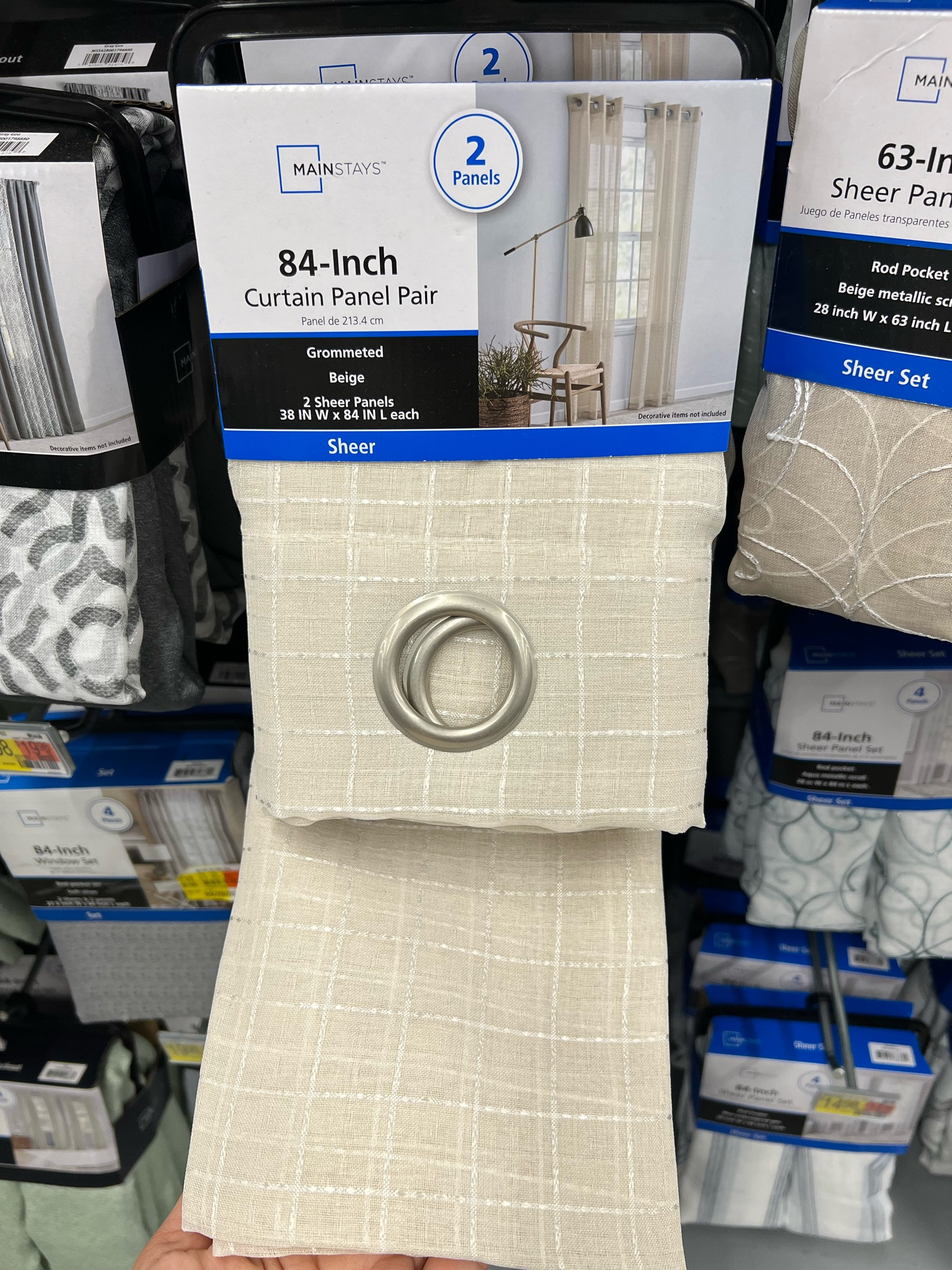Mainstays Windopane Sheer Curtain Panel Pair, Set of 2, Papyrus Beige, 38" W x 84" L

Under $10! 

#beige #neutral #curtains #walmart #homedecor 

#LTKHome
