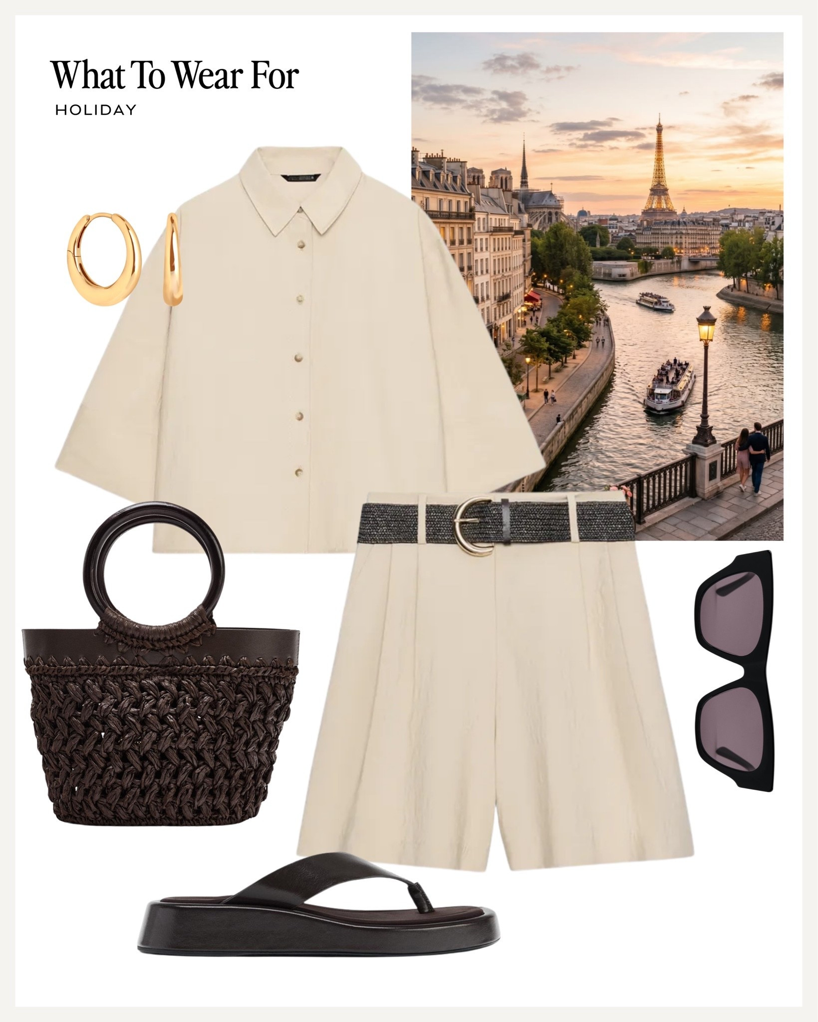Holiday outfit ☀️ 

Parisian chic, beige co-ord set, neutral style, straw bag, sandals, Zara new in

#LTKuk #LTKsummer