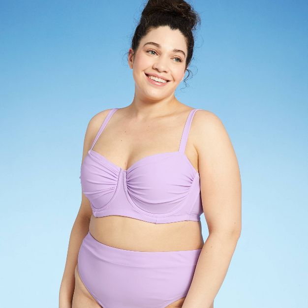 Juniors' Plus Size Shirred Underwire Bikini Top - Xhilaration™ Lilac Purple | Target